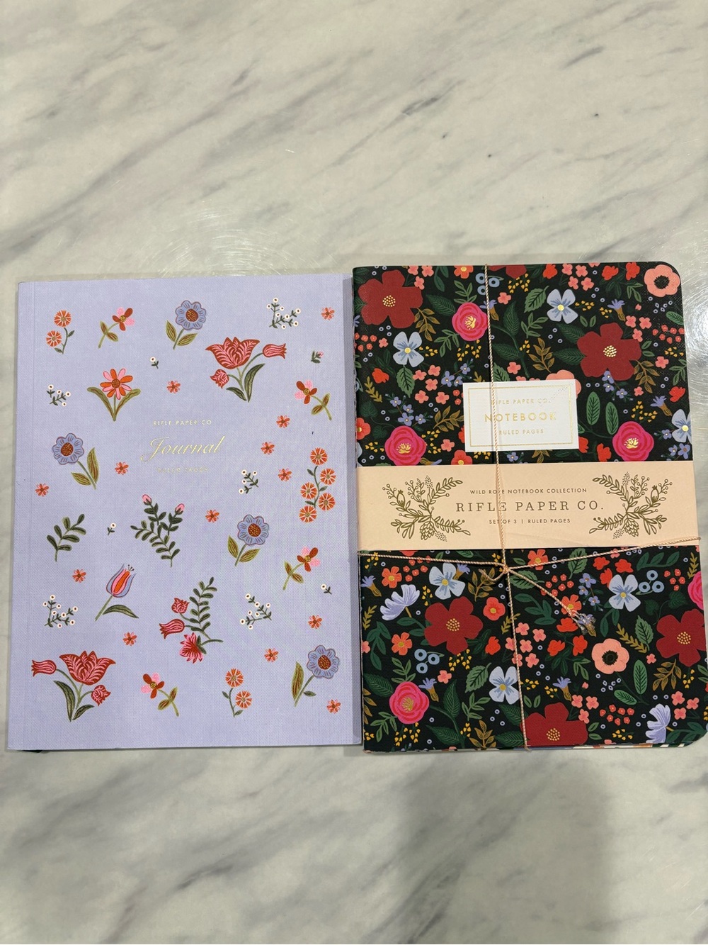 Rifle Paper Co. Lavender & Black Floral Notebook Duo
